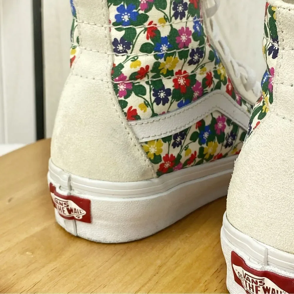 Vans Sk8 Hi Tapered Floral Sneakers White Suede Canvas‎ Multi 3.5 Men 5 Women
